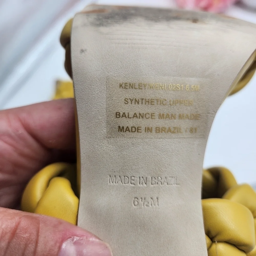 Steve Madden Kenley Citron Braided High Heel Sandals Slide-on Yellow Size 6.5 - Picture 16 of 16